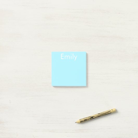 Uw eigen naam of woord | Soft Sky Blue Post-it® Notes (Op bureau)