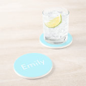 Uw eigen naam of woord | Soft Sky Blue Zandsteen Onderzetter (Zijkant)