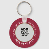 uw eigen naam, tekst en foto op rood sleutelhanger (Voorkant)