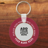uw eigen naam, tekst en foto op rood sleutelhanger (Voorkant)