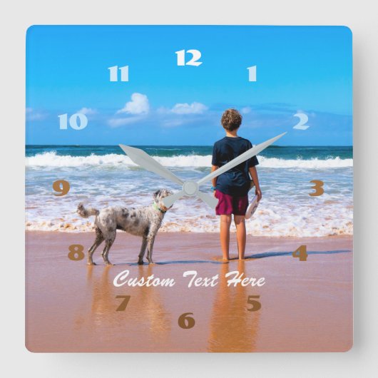 Uw eigen naam van de Tekst van de Foto van het Ont Vierkante Klok (Voorkant)