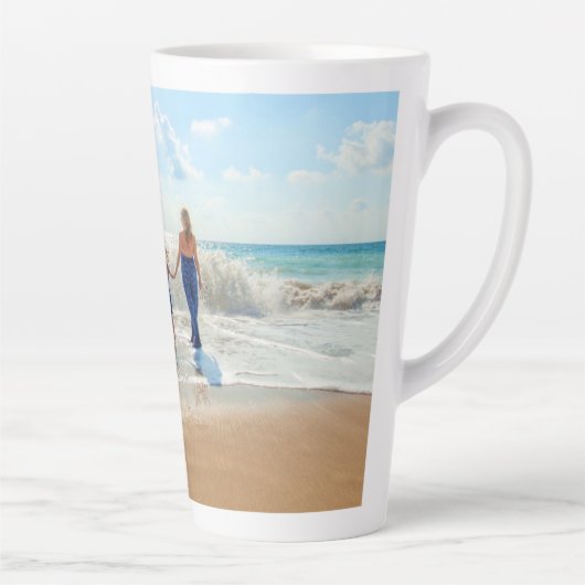 Uw eigen ontwerp aangepaste foto latte Mok (Rechts)