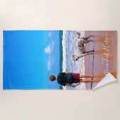 Uw eigen ontwerp aangepaste fototekst - Ik hou van Strandlaken (Voorkant)