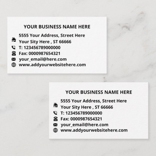 Uw eigen ontwerp gepersonaliseerd Visitekaartje (Voorkant / Achterkant)