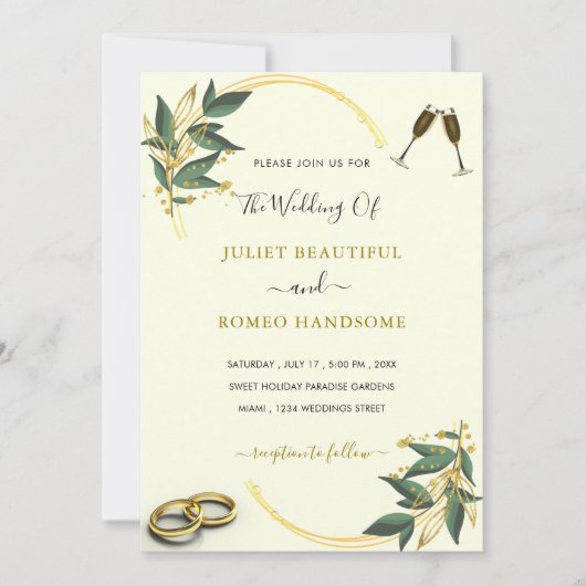 Uw eigen ontwerp laat gouden bruiloft uitnodiging (Voorkant)