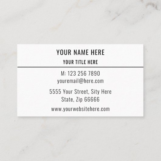 Uw eigen ontwerp QR-code Visitekaartje voorbeeld (Achterkant)