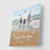 Uw eigen ontwerptekst Aangepaste foto - Kies kleur Vierkante Klok (Hoek)