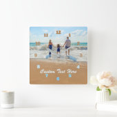 Uw eigen ontwerptekst Aangepaste foto - Kies kleur Vierkante Klok (Huis)