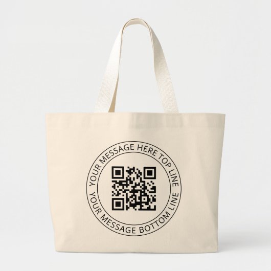 Uw eigen QR code & Circulaire Tekst Grote Tote Bag (Voorkant)