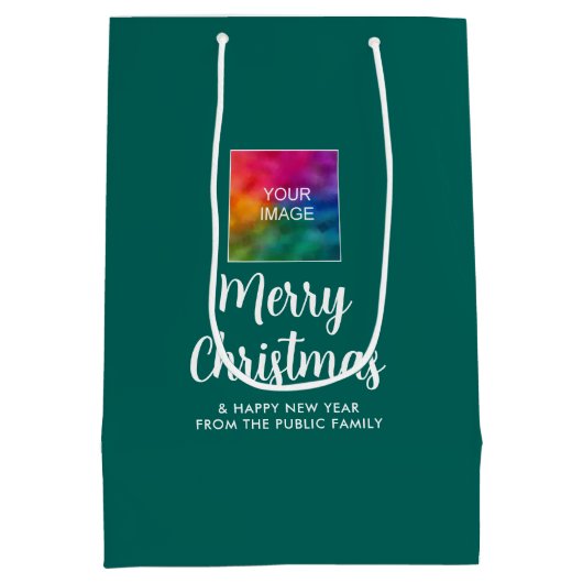 Uw eigen tekst Afbeelding Logo Vrolijke Kerst Sjab Medium Cadeauzakje (Achterkant)