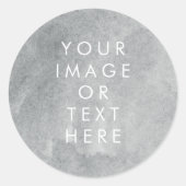 Uw eigen tekst aquarel verf effect grijs ronde sticker (Voorkant)