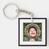 Uw eigen vierkant 2 Foto met zwarte schaduwingang Sleutelhanger (Voorkant)