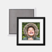 Uw eigen vierkant foto met zwarte inlay-out magneet (Voorkant / Achterkant)