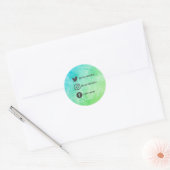 Uw eigen waterverf voor sociale media helder groen ronde sticker (Envelop)