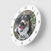 Uw eigenaar van uw aangepaste Dog Photo Cute Pet Ronde Klok (Hoek)