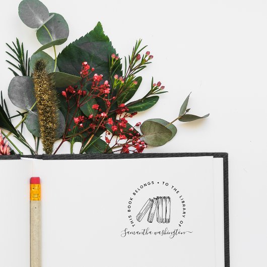 Uw Elegante Antieke Aangepaste Bibliotheekboeken Rubberstempel