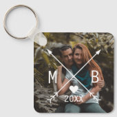 Uw elegante classy monogram liefde hart pijlen sleutelhanger (Voorkant)