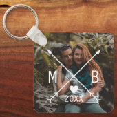 Uw elegante classy monogram liefde hart pijlen sleutelhanger (Voorkant)