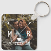 Uw elegante classy monogram liefde hart pijlen sleutelhanger (Achterkant)