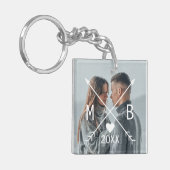 Uw elegante classy monogram liefde hart pijlen sleutelhanger (Voorkant Links)