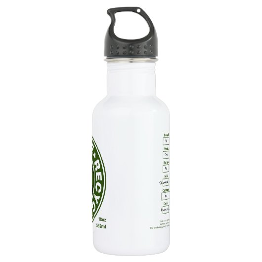 UW exacte drankenspecificaties "Hergebruik Recycle Waterfles (Achterkant)