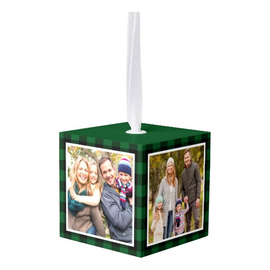 Uw familie 4 Foto Collage Green Play Decoratie (Achter hoekig)