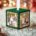 Uw familie 4 Foto Collage Green Play Decoratie<br><div class="desc">Foto's van uw familie 4 Foto Collage Green Pset Cube Ornament</div>