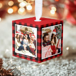 Uw familie 4 Foto Collage Red Pset Decoratie<br><div class="desc">Foto's van uw familie 4 Foto collage Red Pset Cube Ornament</div>