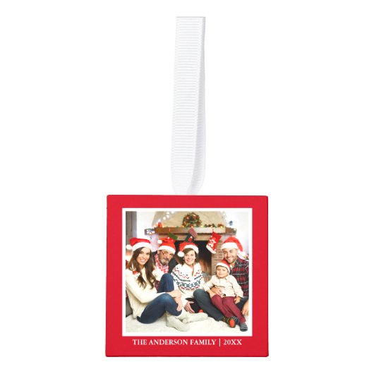 Uw familie 4 fotocollage rood decoratie (Voorkant)