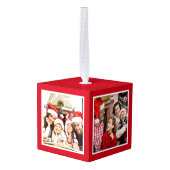 Uw familie 4 fotocollage rood decoratie (Achter hoekig)