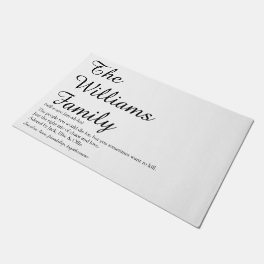 Uw Familie Definitie Script Fun Modern Deurmat (Schuin)