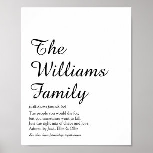 Uw familie definitie script zwart en wit poster