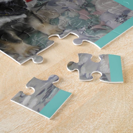 UW familie en huisdieren verzamelen blauwgroen bla Legpuzzel (Zijkant)