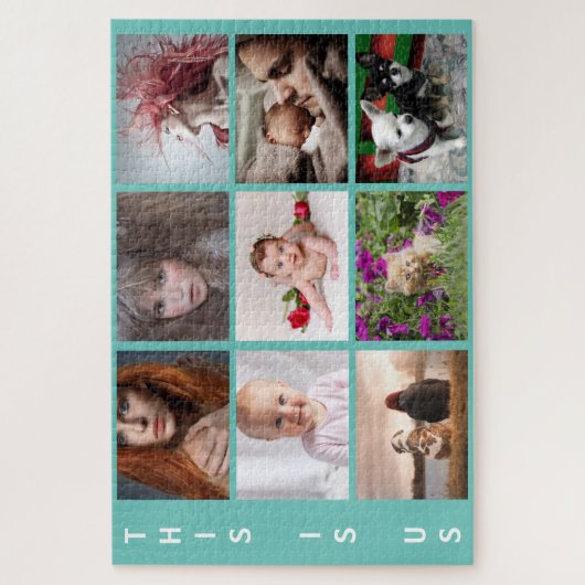 UW familie en huisdieren verzamelen blauwgroen bla Legpuzzel (Verticaal)