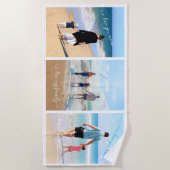 Uw Familie Foto Collage Strandlaken met Tekst (Voorkant)