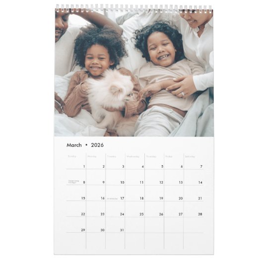 Uw familie foto maand per maand gepersonaliseerd kalender (Mar 2026)