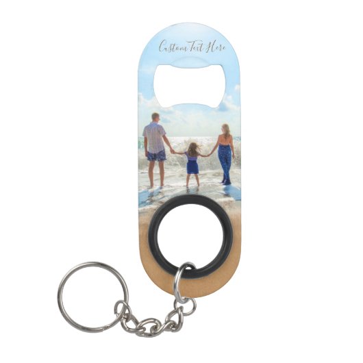 Uw Familie Foto Sleutelhanger Flesopener met Tekst Mini Flessenopener (Voorkant)