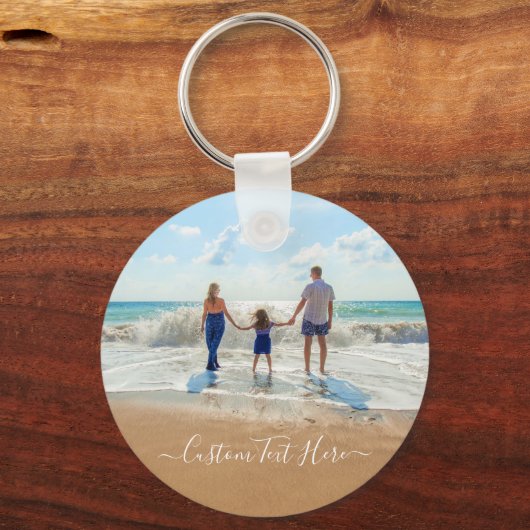 Uw familie foto Sleutelhanger met aangepaste tekst (Achterkant)