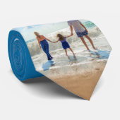 Uw Familie Foto Stropdas Aangepaste Tekst en Kleur (Opgerold)