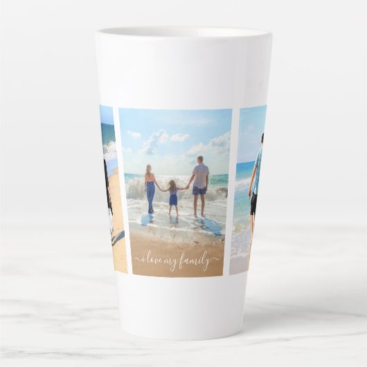 Uw Familie Fotocollage Latte Mok met Tekst (Voorkant)