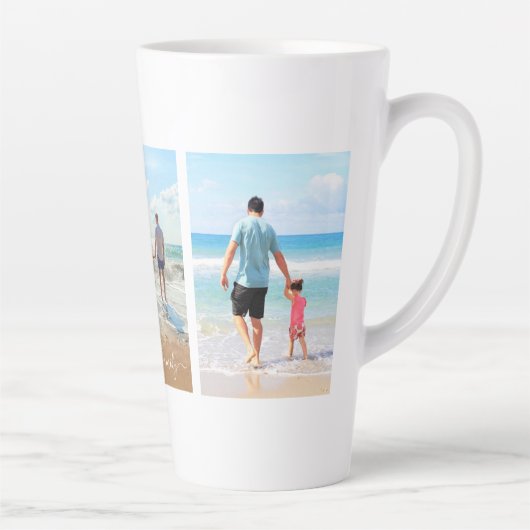 Uw Familie Fotocollage Latte Mok met Tekst (Rechts)