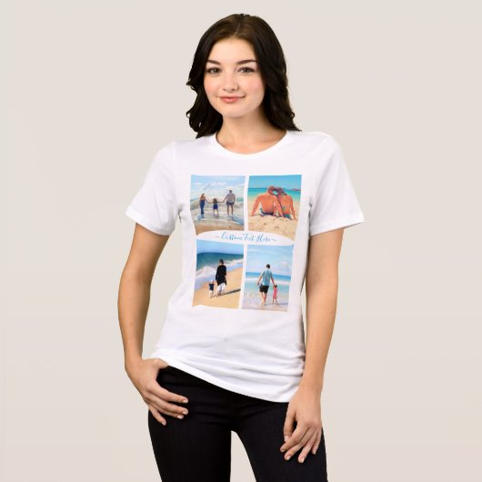Uw familie Fotocollage T-shirt met aangepaste teks (Voorkant volledig)