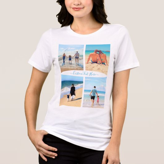 Uw familie Fotocollage T-shirt met aangepaste teks (Voorkant)