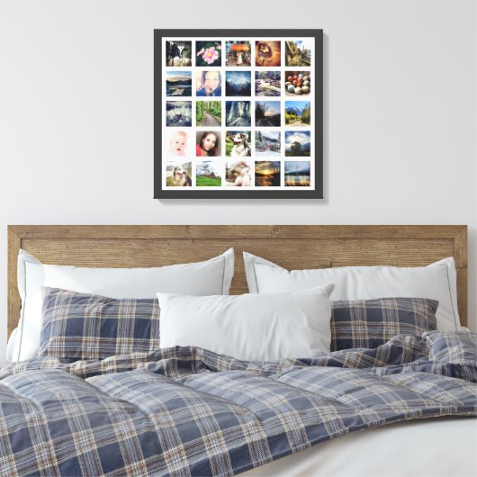 Uw familie Herinneringen Custom 25 Fotocollage Canvas Afdruk (Insitu (Slaapkamer))