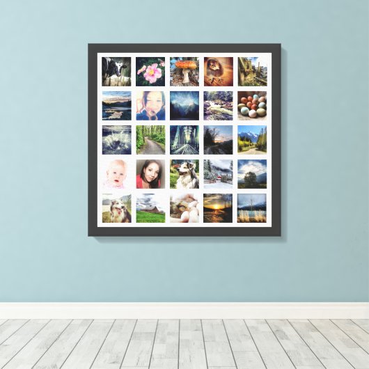 Uw familie Herinneringen Custom 25 Fotocollage Canvas Afdruk (Insitu (Houten vloer))