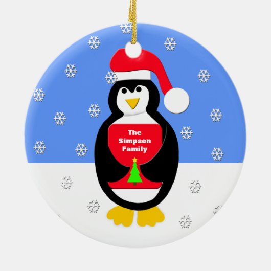Uw familie kerstversiering - pinguïn keramisch ornament (Achterkant)