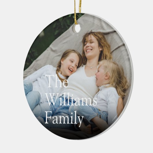 Uw familiefoto en definitie Moderne pret Keramisch Ornament (Links)