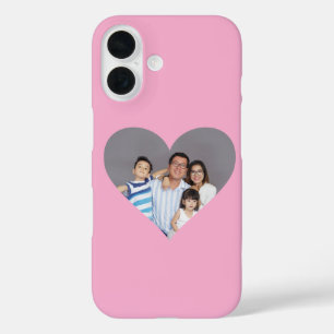 Uw familiefoto op een roze achtergrond iPhone 16 hoesje
