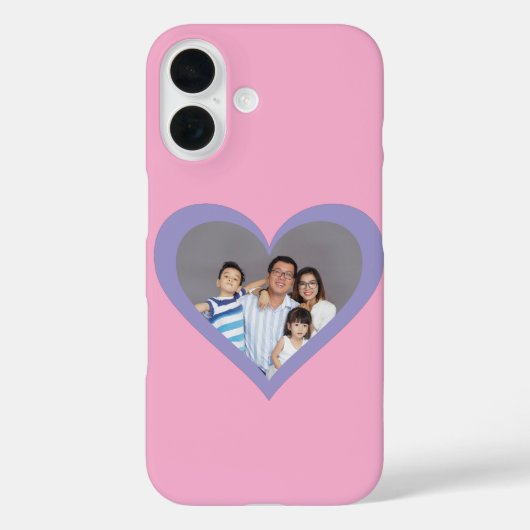 Uw familiefoto Paarse hart roze achtergrond Case-Mate iPhone Case (Achterkant)