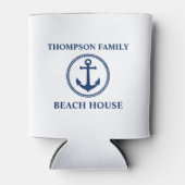 Uw familienaam Beach House Zee Anchor White Blue Blikjeskoeler (Voorkant)